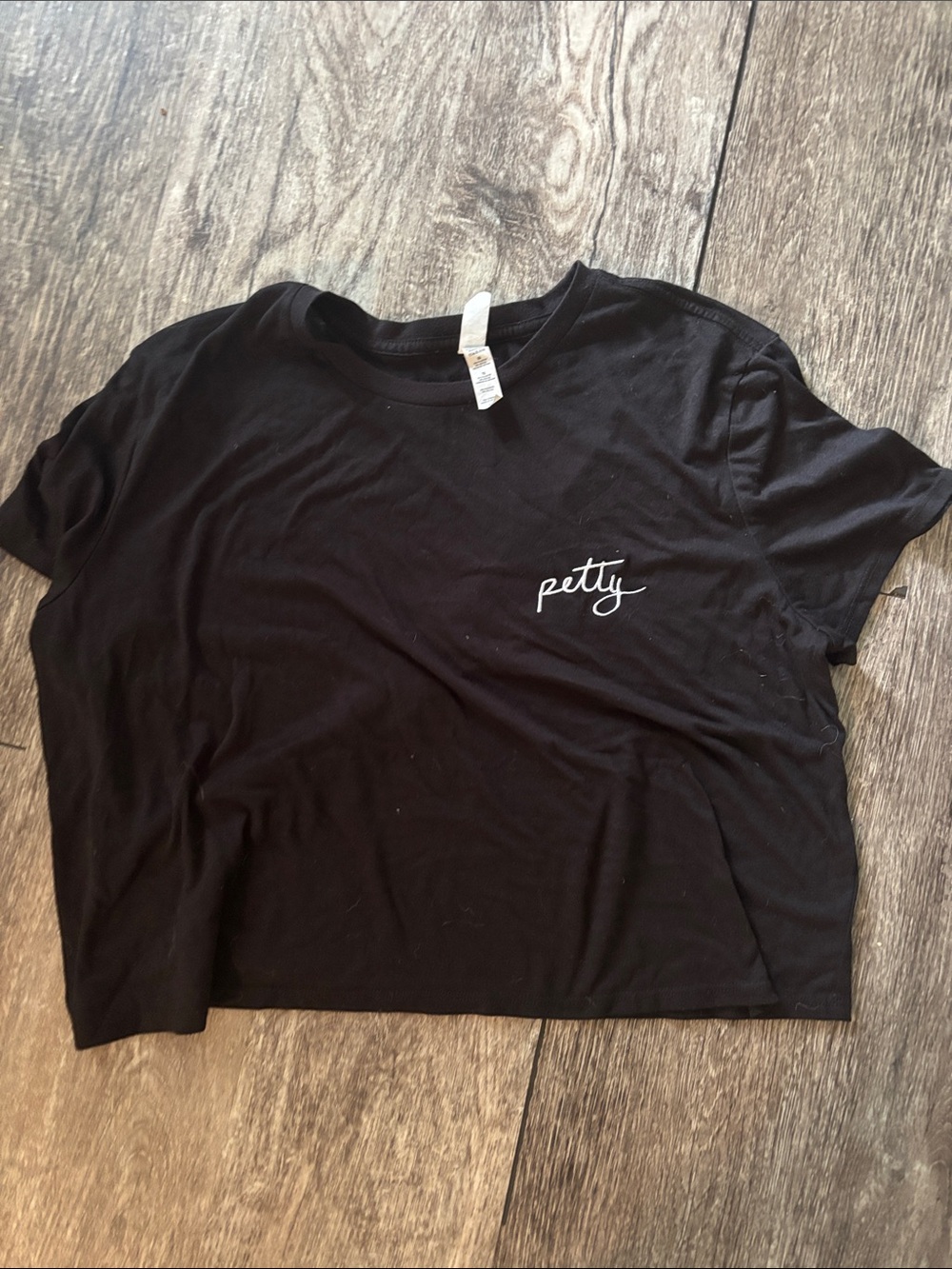 Black 'petty' Script Cropped Tee Charlotte Dobre Merch